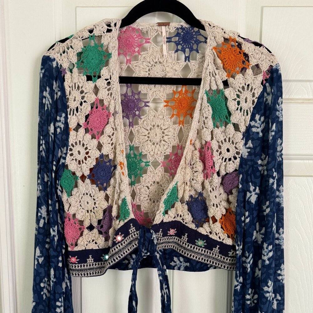 Free People Open Weave Crochet Crop Top